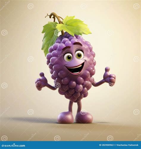 Cute Grape Happy Cartoon Character Stock Illustration - Illustration of ...