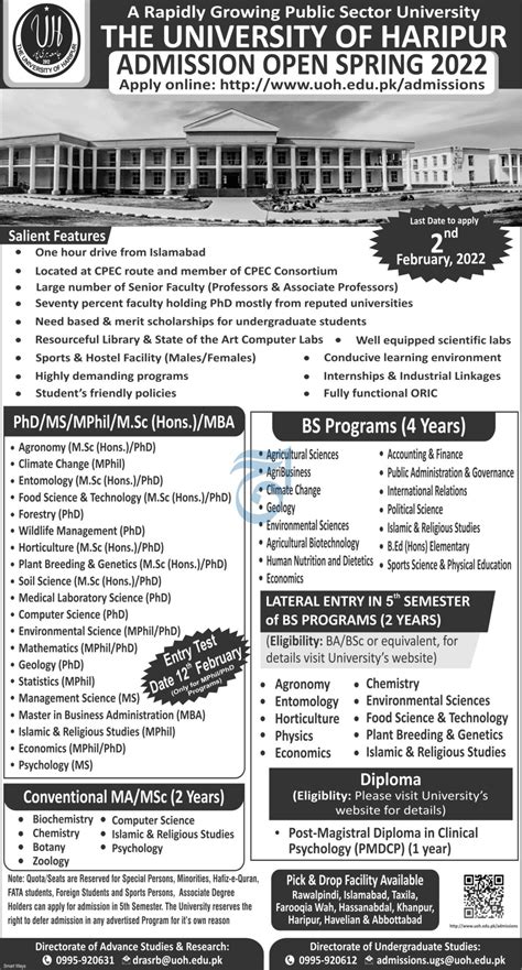 The Uni Of Haripur Bs Ms Msc Mphil Admissions Result Pk