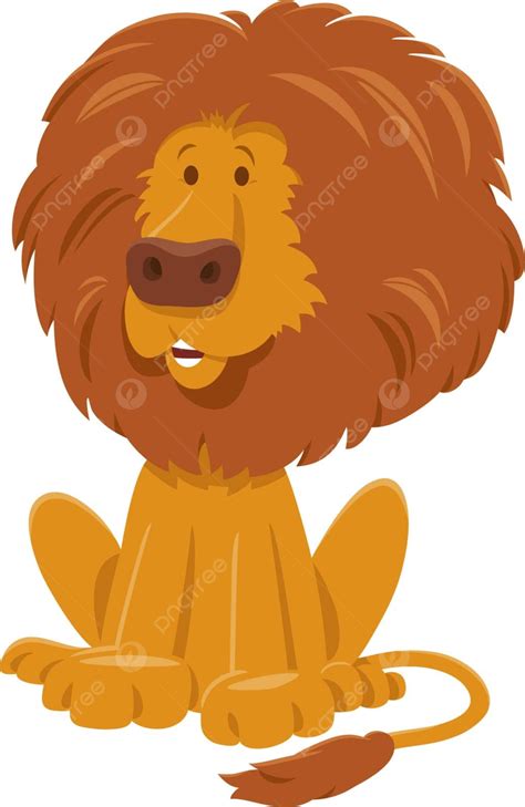 Funny Cartoon African Lion Wild Animal Character Cartoon Vector Graphic