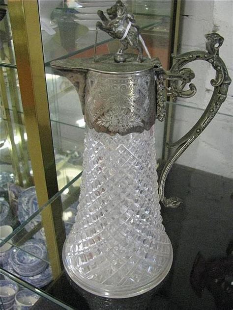 Victorian Cut Glass Wine Jug With Silver Mounts Jugs And Ewers Silver