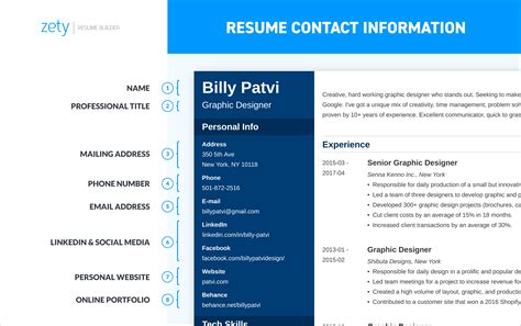 Contact Information To Include On Resume With Address Phone Number And