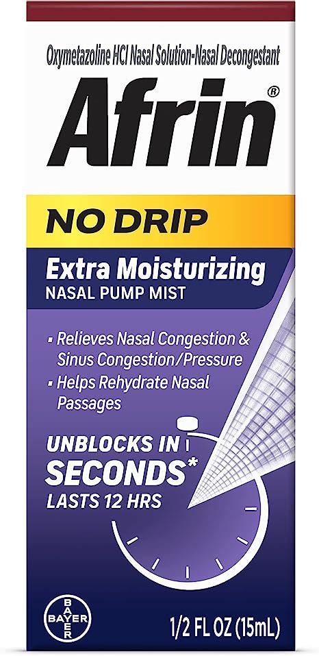 Amazon Afrin No Drip Extra Moisturizing Hour Nasal Congestion