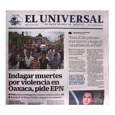 Periódico El Universal martes pza Walmart