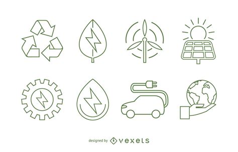 Ecology And Renewable Energy Icon Set Vector Download