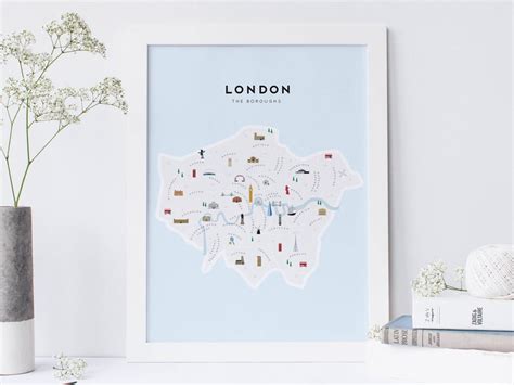 London Boroughs Map Illustrated Map of London Boroughs Print / Travel ...