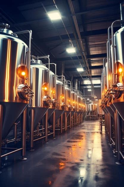 Premium Ai Image Modern Beer Factory Rows Of Steel Tanks For Beer