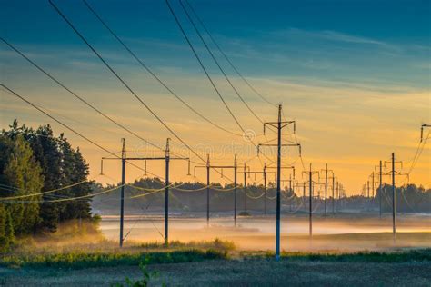 Beautiful Dawn Morning Misty Colourful Landscape Stock Image Image