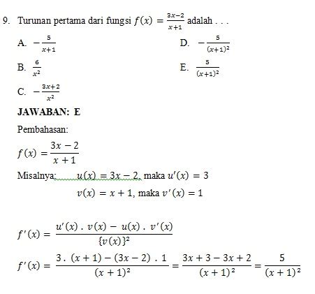 4 Soal Matematika Soal Turunan Fungsi Dengan Pembahasan Hot Sex Picture