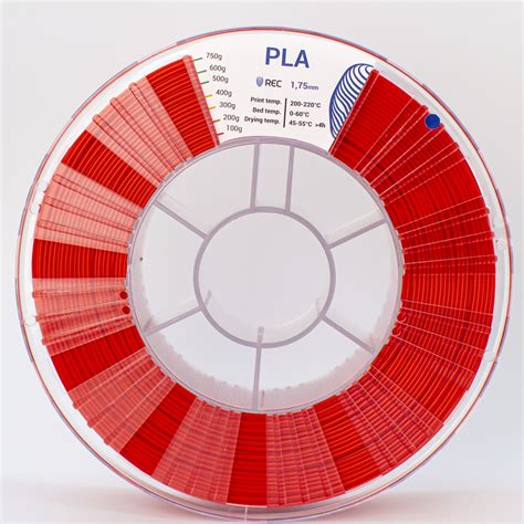 ПЛА пластик для 3д печати REC филамент PLA красный RAL3028 750 гр 1.75 ...