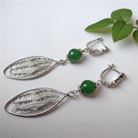 Серьги классические: ФЛОРА из нефрита купить в интернет-магазине ...