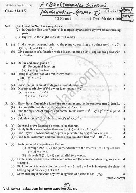 1st Year Question Paper