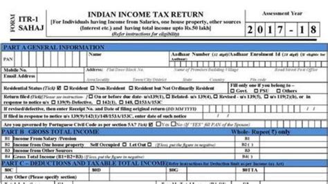 Simplified One Page Form How To File Your Income Tax Returns ITR