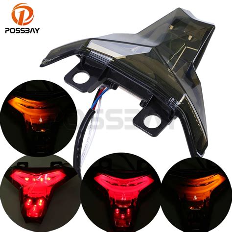 POSSBAY Smoke Motorcycle Tail Lights LED Turn Signal Indicator Rear