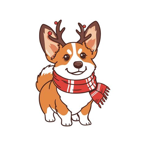 Christmas dog Clipart Design, Christmas dog isolated illustration in ...