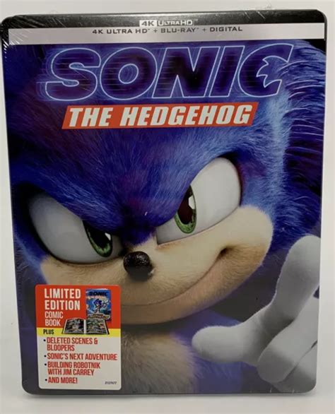 SONIC THE HEDGEHOG 4k Steelbook Ultra HD Blu Ray Digital Code