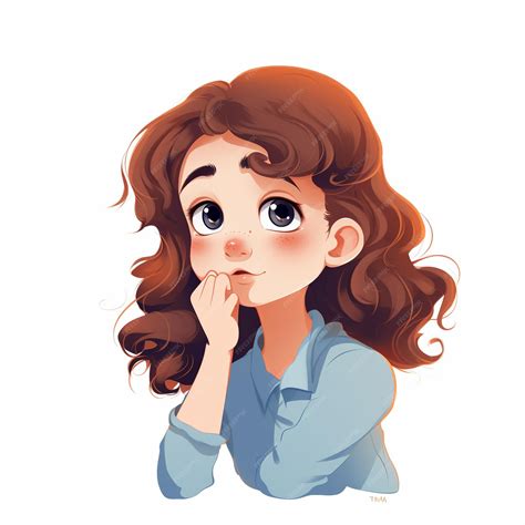 Premium Ai Image Illustration Of Cartoon Girl Thinking White Background Vector Style