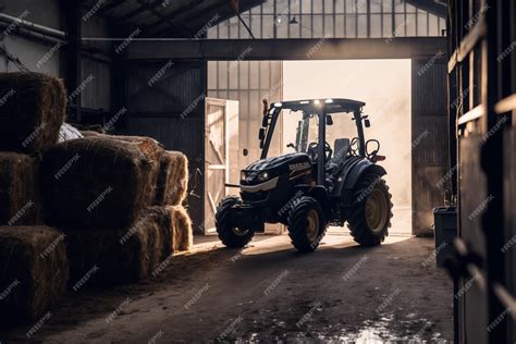 Premium AI Image | A tractor in a farm house a modern farming operation ...