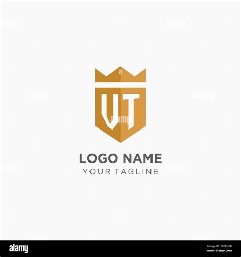 Monogram Vt Logo With Geometric Shield And Crown Luxury Elegant