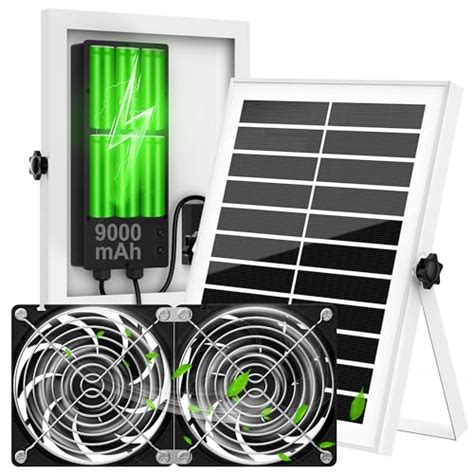 PANNA Solar Powered Exhaust Fan with Battery, 20W Rechargeable Solar ...