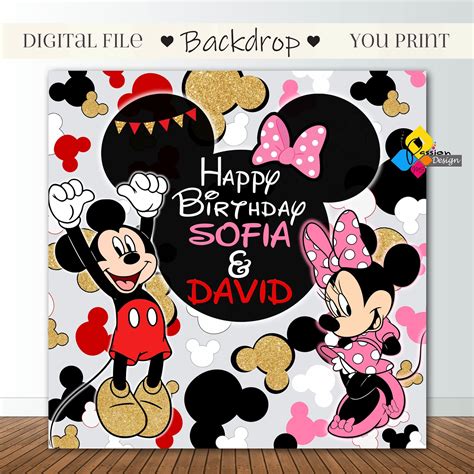 Printable MICKEY and MINNIE Mouse Birthday Backdrop. CUSTOM - Etsy