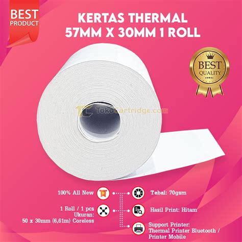 Jual Kertas Struk Thermal Untuk Kasir 57mm X 30mm 1 Roll Kasir EDC