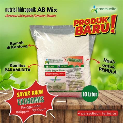 Jual Kemasan Ekonomis AB Mix Sayur Daun 10L Nutrisi Hidroponik