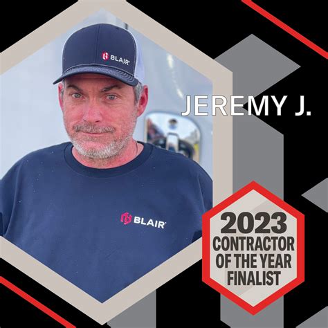 2023 Contractor Of The Year Finalist 1st Quarter Winner Jeremy J