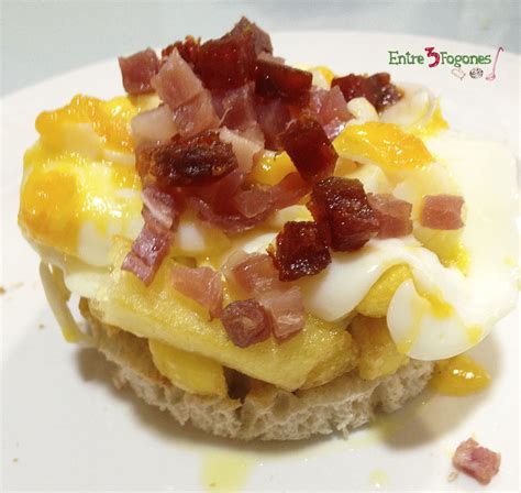 Montadito de Patatas Alargadas con Huevo Roto y Jamón Serrano