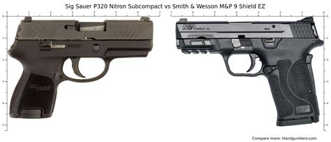 Sig Sauer P320 Nitron Subcompact Vs Smith And Wesson Mandp 9 Shield Ez Size Comparison Handgun Hero