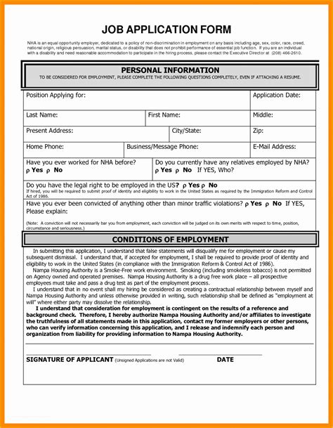 Free Microsoft Word Job Application Template Of Free Employment Application Template Pdf