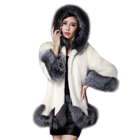 Fashion Faux Fox Fur Coat Women Winter Medium Long Luxury Fake Fur