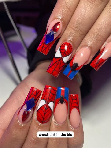 Creative Spider Man Nail Ideas Superhero Nails Acrylic Nails Coffin