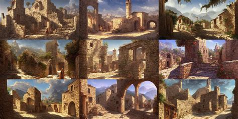 Ancient Mediterranean Corsican Village Streetview Stable Diffusion