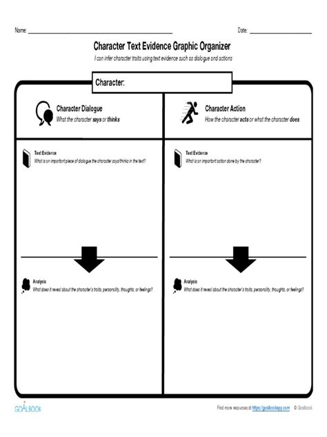 character text evidence graphic organizer | Leisure