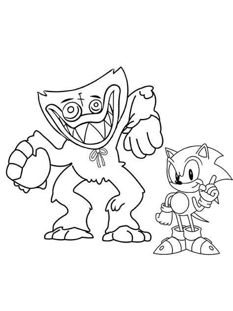 Sonic Huggy Wuggy Coloring Page Coloring Pages