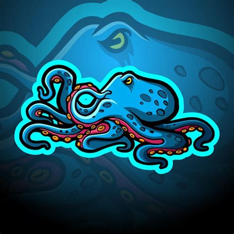 Design Do Mascote Do Logotipo Kraken Esport Vetor Premium