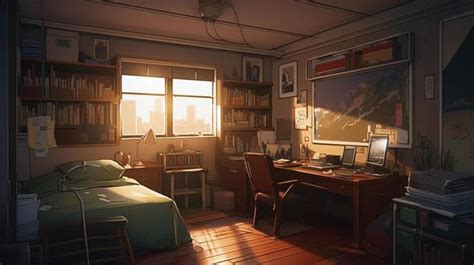 Free Vectors | Simple room anime background with bed and desk