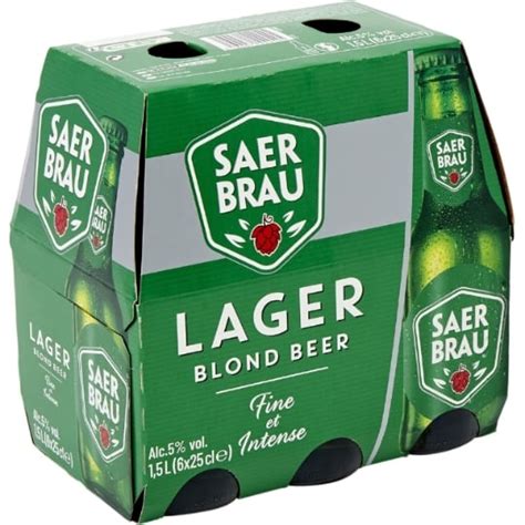 Bière Blonde Lager SAER BRAU le pack de 6 bouteilles de 25cL à Prix