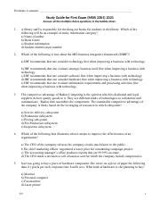 First Exam Studyguide Msis Summer Online Only V Tagged