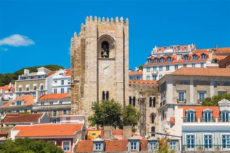 Cathedral Of St Mary Major Santa Maria Maior De Lisboa And Red Roofs