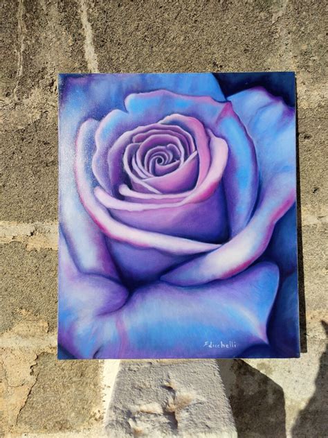 Big Rose Painting Single Purple Rose Oil on Canvas Lounge - Etsy