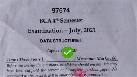 Mdu Bca Th Sem Data Structure Question Paper Youtube