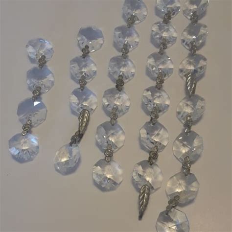 Chandelier Crystal Octagonal Prisms Replacement Pcs With Silver Leaf