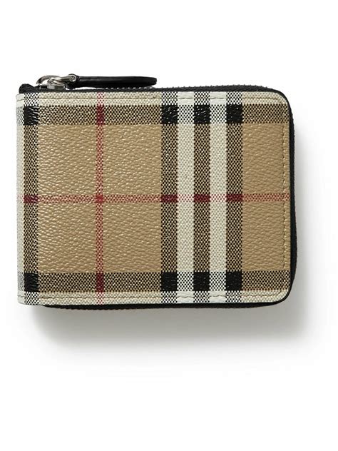 Burberry Leather Trimmed Checked Coated Canvas Wallet Burberry