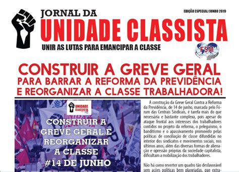 JORNAL DA UNIDADE CLASSISTA EDIÇÃO ESPECIAL GREVE GERAL DE 14 DE