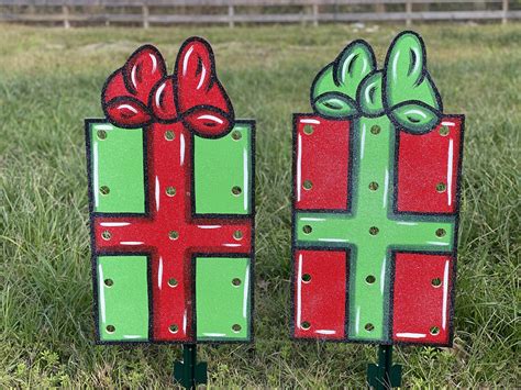 Light Up Rectangle Christmas Present Outdoor Christmas Decorations Yard Art Decor And More Llc