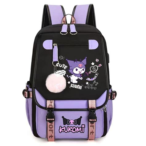 Roffatide Anime Kuromi Print Business Casual Laptop Shoulders Backpack