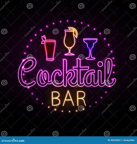 Neon Cocktail With Curved Stem Vector Illustration 250760968