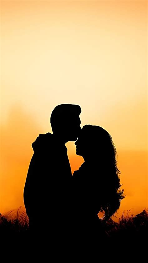 Kiss Karne Wale Silhouette Couple Forehead Kiss Hd Phone Wallpaper