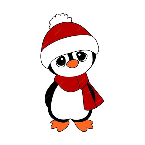 Premium Vector Christmas Penguin Drawing